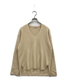 AURALEE（オーラリー）の古着「SUPER HARD TWIST RIB KNIT V-NECK PO/A8SV05TR」｜ベージュ