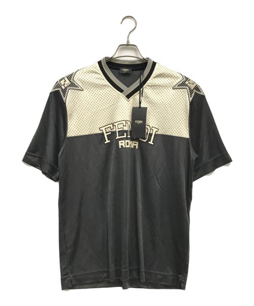 FENDI（フェンディ）FENDI (フェンディ) スターパッチ ロゴゲームシャツ FAF629 A52E グレー サイズ:Mの古着・服飾アイテム