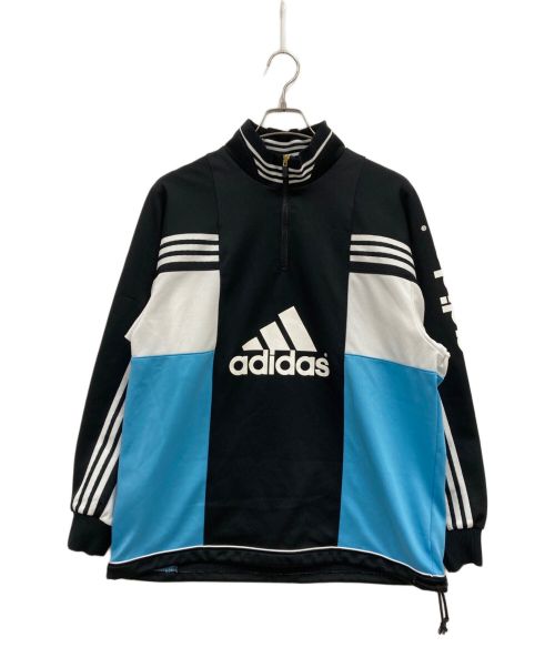 adidas（アディダス）adidas (アディダス) ハーフジップジャージー/AS-2800/デサント製/80年代 ホワイト×ブラック サイズ:O-XOの古着・服飾アイテム