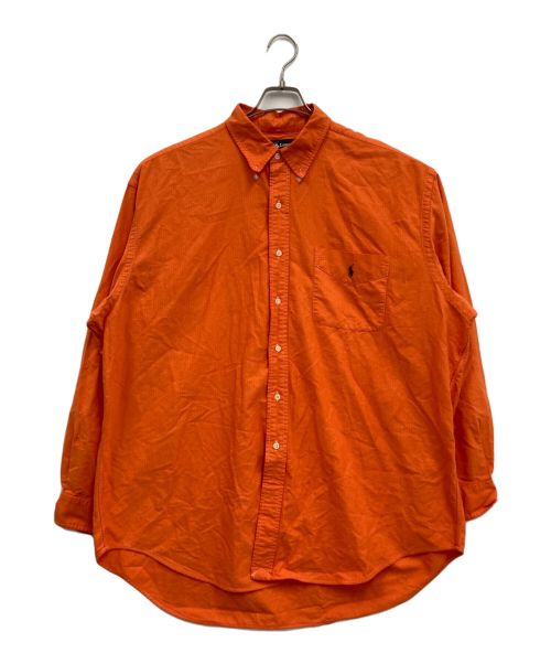 POLO RALPH LAUREN（ポロ・ラルフローレン）POLO RALPH LAUREN (ポロ・ラルフローレン) ヘリンボーンビッグシルエットシャツ/BIG SHIRT/XLサイズ/オレンジ オレンジ サイズ:XLの古着・服飾アイテム