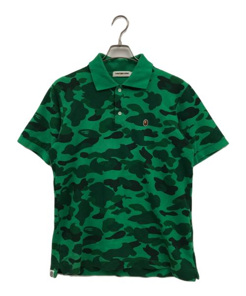 A BATHING APE（アベイシングエイプ）A BATHING APE (アベイシングエイプ) カモフラポロシャツ グリーン サイズ:Mの古着・服飾アイテム