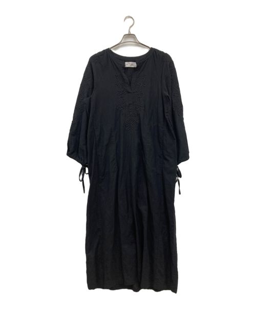 sara mallika（サラマリカ）sara mallika (サラマリカ) LINEN EMB DRESS/020422SP1 ブラック サイズ:Mの古着・服飾アイテム