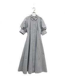 HER LIP TO（ハーリップトゥ）の古着「Volume Sleeve Stripe Dress」｜ブルー