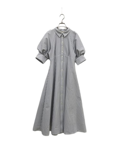 HER LIP TO（ハーリップトゥ）Her lip to (ハーリップトゥ) Volume Sleeve Stripe Dress ブルー サイズ:S 未使用品の古着・服飾アイテム