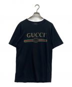 GUCCIグッチ）の古着「ロゴ オーバーサイズコットンTシャツ/457095 X5L89/カットソー/プリントTシャツ/」｜ブラック