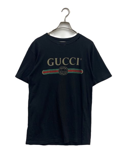 GUCCI（グッチ）GUCCI (グッチ) ロゴ オーバーサイズコットンTシャツ/457095 X5L89/カットソー/プリントTシャツ/ ブラック サイズ:xsの古着・服飾アイテム