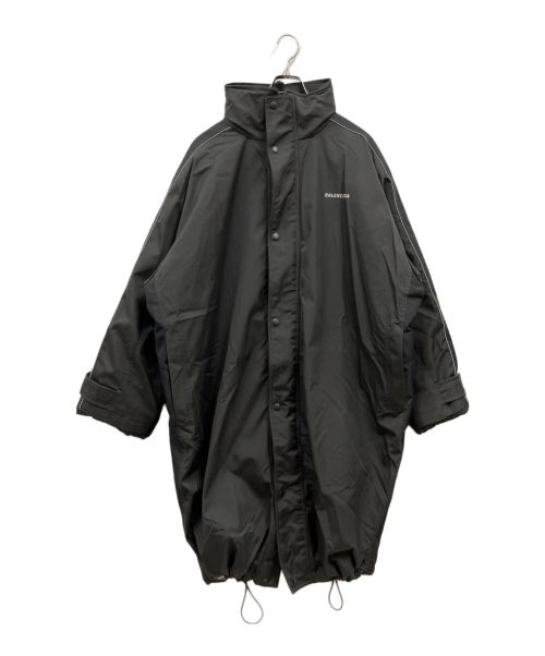 BALENCIAGA（バレンシアガ）BALENCIAGA (バレンシアガ) 18AW ロゴ プリント スナップボタン ナイロン コート /オーバーサイズコート/コート/533899 ブラック サイズ:44の古着・服飾アイテム