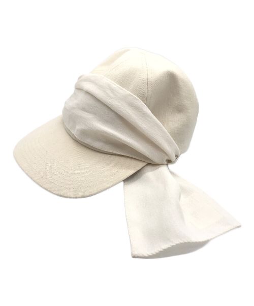 CLANE（クラネ）CLANE (クラネ) KIJIMA TAKAYUKI (キジマタカユキ) DETACHABLE SCARF 6PANEL CAP/スカーフ6パネルキャップ/スカーフ取り外し可能 アイボリー サイズ:FREEの古着・服飾アイテム