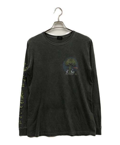 stussy（ステューシー）stussy (ステューシー) PEACE & LOVE L/S フェードカットソー/ロングスリーブカットソー グレー サイズ:Mの古着・服飾アイテム