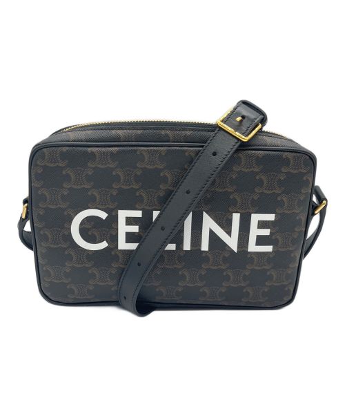 CELINE（セリーヌ）CELINE (セリーヌ) トリオンフショルダーバッグ/トリオンキャンバスショルダーバッグ/ショルダーバッグ ブラウン×ブラックの古着・服飾アイテム