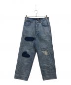 SHIKITARIシキタリ）の古着「FADED WIDE DENIM PANTS/ワイドデニムパンツ/SHIKITARI12023-11/デニムパンツ」｜ブルー