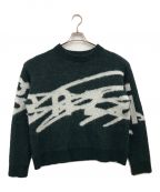 genzaiゲンザイ）の古着「genzai Big Logo Knit/GZ1269/ニット/シャギーニット」｜グリーン