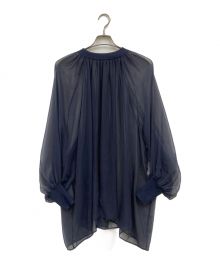 HYKE（ハイク）の古着「SHIRRED CHIFFON TOP/シアーブラウス/211-15133-013」｜ネイビー