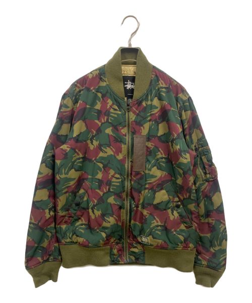 stussy（ステューシー）stussy (ステューシー) MA-1ジャケット/リバーシブルジャケット/カモ柄MA-1 オリーブ サイズ:Lの古着・服飾アイテム