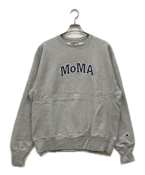 Champion REVERSE WEAVE（チャンピオン リバース ウィーブ）Champion REVERSE WEAVE (チャンピオンリバースウィーブ) MoMA (モマ) MOMA刺繍リバースウィーブスウェット グレー×ネイビー サイズ:Lの古着・服飾アイテム