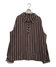 FRANK LEDER（フランクリーダー）の古着「BAVARIAN MULTI STRIPED COTTON ALPINE DAIRYMAN SHIRT WITH SCARF/0716006/シャツ」｜ネイビー×レッド