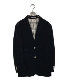 BURBERRY BLACK LABEL（バーバリーブラックレーベル）の古着「ベロア2Bジャケット/BME64-583-29」｜ネイビー