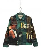 WANNAワナ）の古着「”Breakfast at Gotham city” Blouson/ブルゾン/総柄ジャケット」｜グリーン