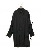 s'yteサイト）の古着「COTTON BROAD CLOTH OVERSIZED SHIRT WITH GATHERED STRINGS/シャツ/ロングシャツ/YOHJI YAMAMOTO/ヨウジヤマモト」｜ブラック