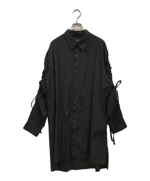 s'yte（サイト）s'yte (サイト) COTTON BROAD CLOTH OVERSIZED SHIRT WITH GATHERED STRINGS/シャツ/ロングシャツ/YOHJI YAMAMOTO/ヨウジヤマモト ブラック サイズ:3の古着・服飾アイテム