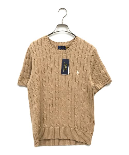 POLO RALPH LAUREN（ポロ・ラルフローレン）POLO RALPH LAUREN (ポロ・ラルフローレン) 半袖ケーブルニット/S/Sケーブルニット/ニット/ケーブルニット/半袖ニット/WMPOSWENC020798 ブラウン サイズ:L 未使用品の古着・服飾アイテム