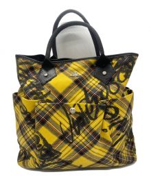 Vivienne Westwood（ヴィヴィアンウエストウッド）の古着「手書きロゴタータンチェックトートバッグ」｜イエロー