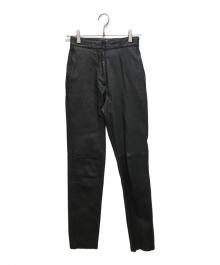 H BEAUTY&YOUTH（エイチ ビューティー&ユース）の古着「LEATHER SLIM PANTS」｜ブラック