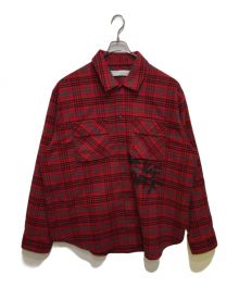 OFFWHITE（オフホワイト）の古着「フランネルチェックロングシャツ」｜レッド