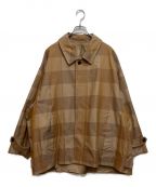 Graphpaperグラフペーパー）の古着「Check Gabardine Oversized Short Coat/GM211-10057/オーバーサイズコート/チェックコート」｜ブラウン