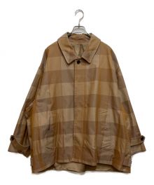 Graphpaper（グラフペーパー）の古着「Check Gabardine Oversized Short Coat/GM211-10057/オーバーサイズコート/チェックコート」｜ブラウン