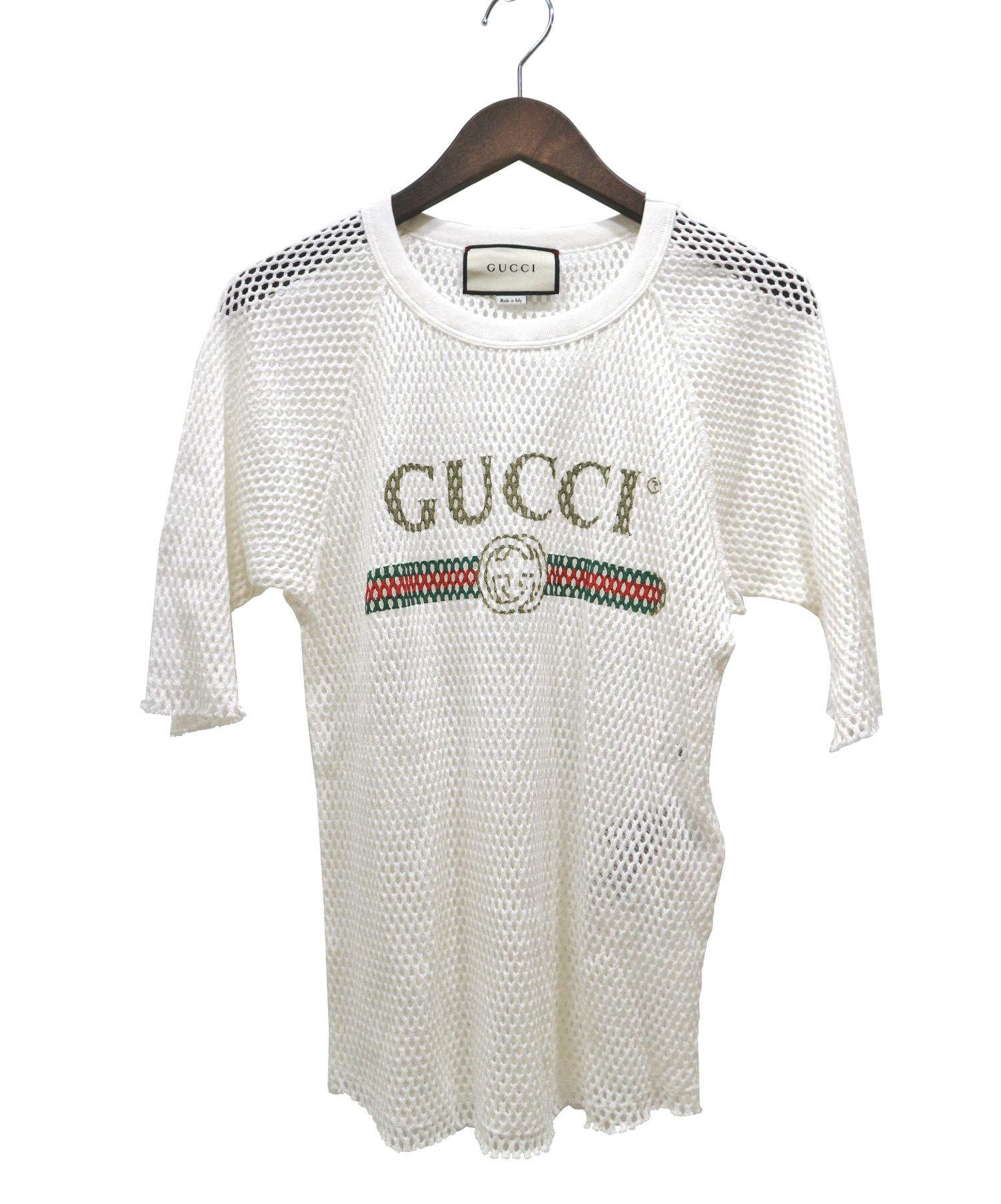中古 古着通販 Gucci グッチ オールドロゴプリントメッシュtシャツ ホワイト サイズ Size Xs ブランド 古着通販 トレファク公式 Trefac Fashion