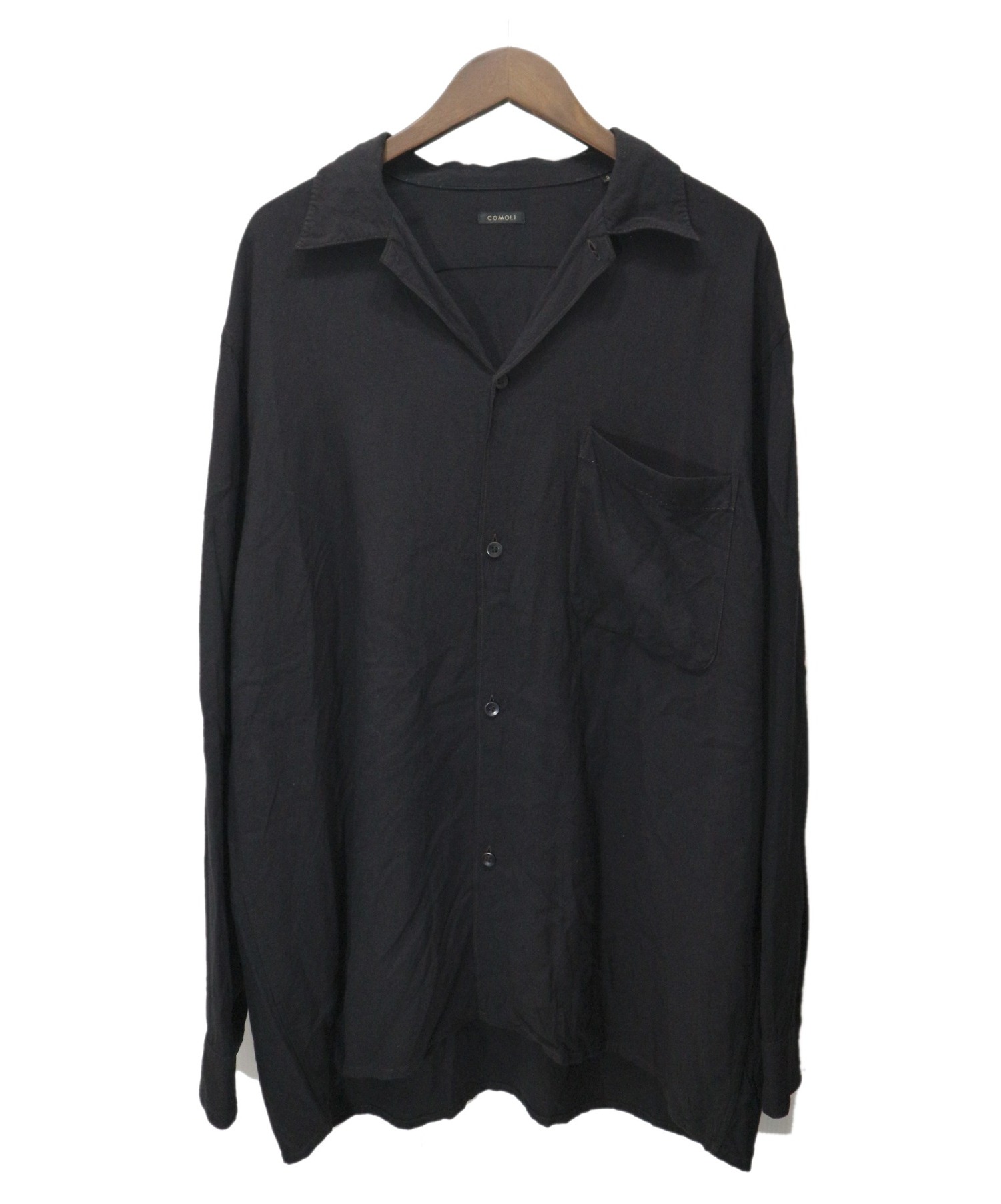 【中古・古着通販】COMOLI (コモリ) 20SSレーヨンオープンカラーシャツ ブラック サイズ:2 日本製｜ブランド・古着通販 トレファク公式【TREFAC FASHION】