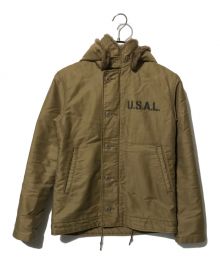 AVIREX（アヴィレックス）の古着「HOODED N-1 Deck Jacket」｜ブラウン