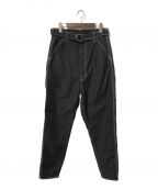 doubletダブレット）の古着「HEAVY TWILL HIGH WAIST WIDE TAPERED TROUSERS」｜ブラック