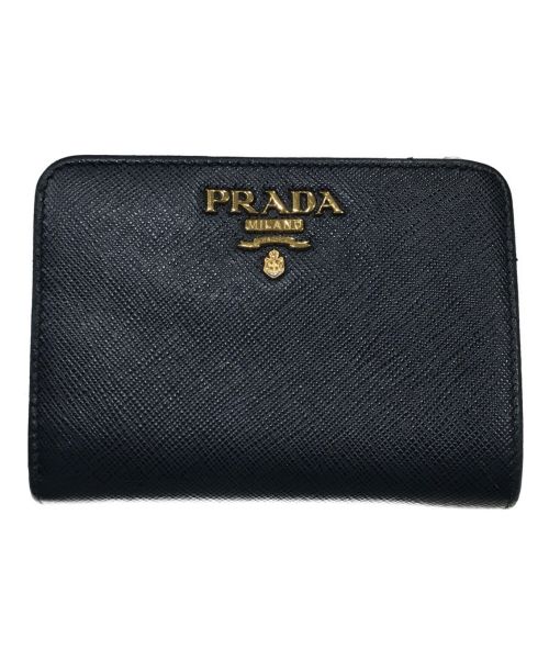 PRADA（プラダ）PRADA (プラダ) サフィアーノ2つ折り財布 ブラックの古着・服飾アイテム