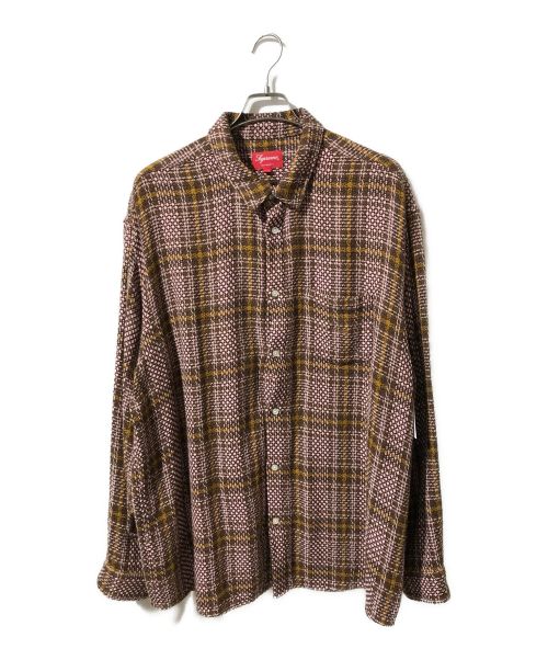 SUPREME（シュプリーム）SUPREME (シュプリーム) basket weave plaid shirt ブラウン×ライトピンク サイズ:XXLの古着・服飾アイテム