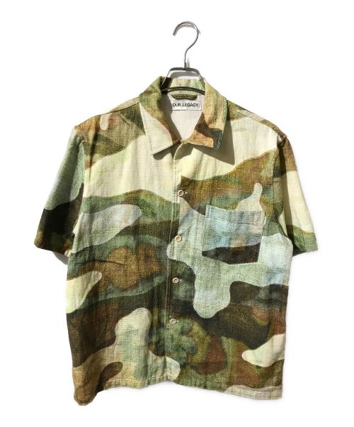 OUR LEGACY（アワーレガシー）OUR LEGACY (アワーレガシー) BOX SHIRT SHORTSLEEVE LANDSCAPE CAMO PRINT/カモプリントシャツ グリーン サイズ:44の古着・服飾アイテム