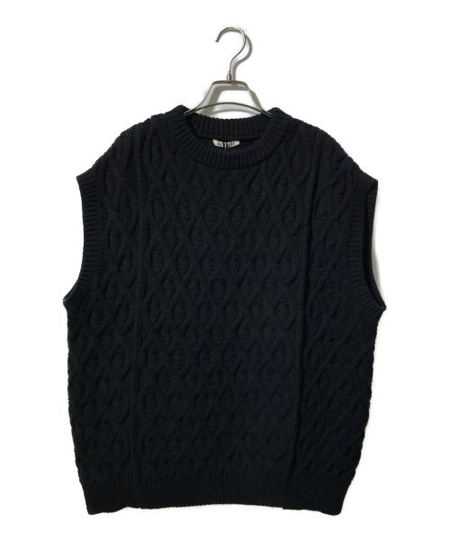 AURALEE（オーラリー）AURALEE (オーラリー) HARD TWIST MERINO ARAN KNIT VEST ブラック サイズ:1 未使用品の古着・服飾アイテム