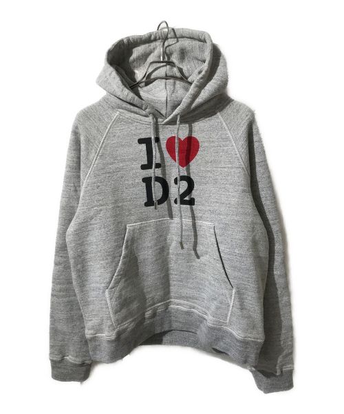 DSQUARED2（ディースクエアード）DSQUARED2 (ディースクエアード) I LOVE D2ロゴパーカー グレー サイズ:Mの古着・服飾アイテム