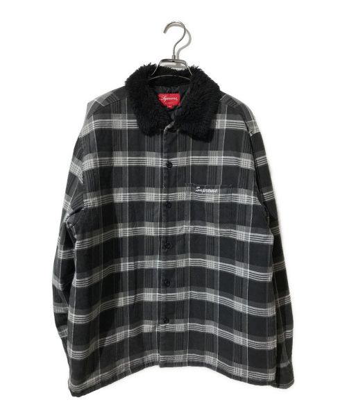 SUPREME（シュプリーム）SUPREME (シュプリーム) Faux Fur Collar Flannel Shirt グレー サイズ:Mの古着・服飾アイテム