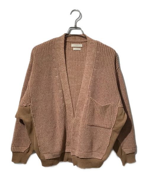 YOKE（ヨーク）YOKE (ヨーク) 5G CONNECTING RIB CARDIGAN ライトピンク×ベージュ サイズ:2の古着・服飾アイテム