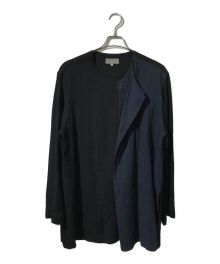 Yohji Yamamoto pour homme（ヨウジヤマモト プールオム）の古着「アシメントリーレイヤード切替シャツ」｜ブラック×ネイビー