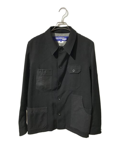 COMME des GARCONS JUNYA WATANABE MAN（コム デ ギャルソン ジュンヤ ワタナベ マン）COMME des GARCONS JUNYA WATANABE MAN (コムデギャルソンジュンヤワタナベマン) カウレザーポケットウールカバーオール ブラック サイズ:Lの古着・服飾アイテム