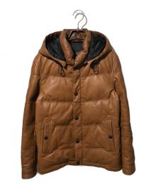 BURBERRY BLACK LABEL（バーバリーブラックレーベル）の古着「レザーダウンジャケット」｜ブラウン