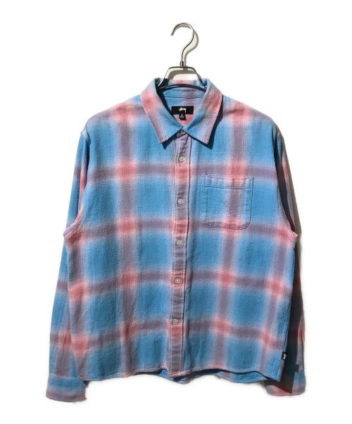 stussy（ステューシー）stussy (ステューシー) HELLSHIRE PLAID SHIRT ピンク×ブルー サイズ:Mの古着・服飾アイテム