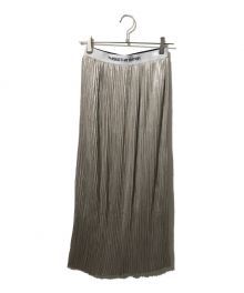 THINGS THAT MATTER（シングスザットマター）の古着「FOIL SATIN PLEATS NARROW SKIRT」｜グレー