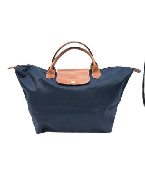 LONGCHAMP（ロンシャン）LONGCHAMP (ロンシャン) レザーハンドルトートバッグ ネイビーの古着・服飾アイテム