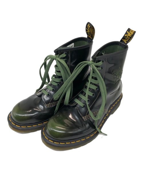 Dr.Martens（ドクターマーチン）Dr.Martens (ドクターマーチン) THE CLASHコラボ8ホールブーツ グリーン×ブラック サイズ:5の古着・服飾アイテム