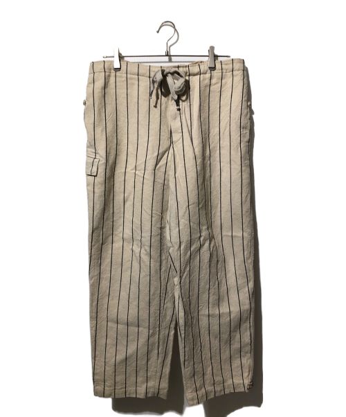 HEUGN（ユーゲン）HEUGN (ユーゲン) ストライプリネン混トラウザー/TROUSER 016 ベージュ サイズ:2の古着・服飾アイテム