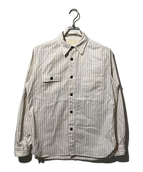 SUGAR CANE（シュガーケーン）SUGAR CANE (シュガーケーン) FICTION ROMANCE 8.5oz. WHITE WABASH STRIPE WORK SHIRT/SC27076 ベージュ サイズ:Mの古着・服飾アイテム